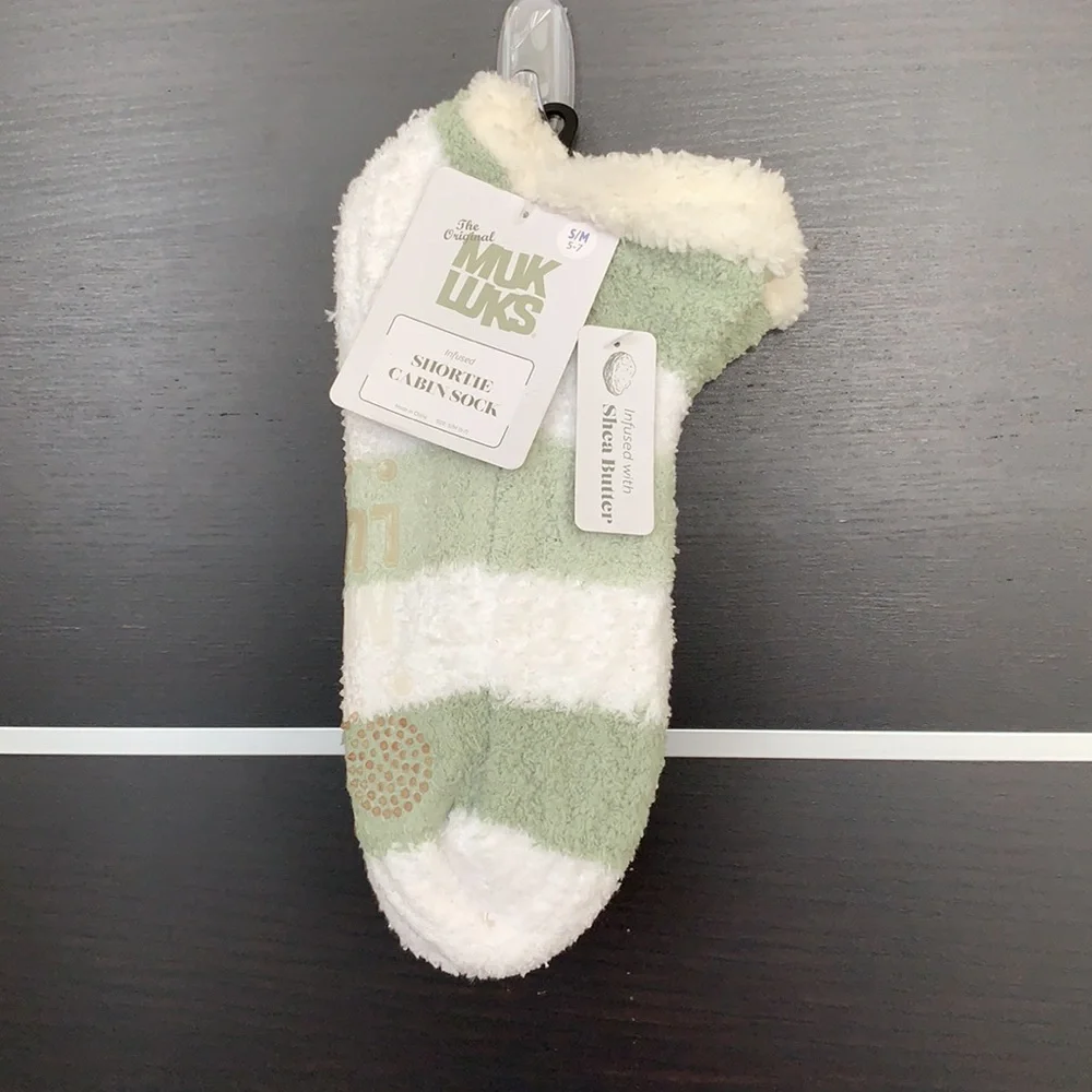 Muk Luks Shea Butter Infused Striped Shortie Cabin Socks